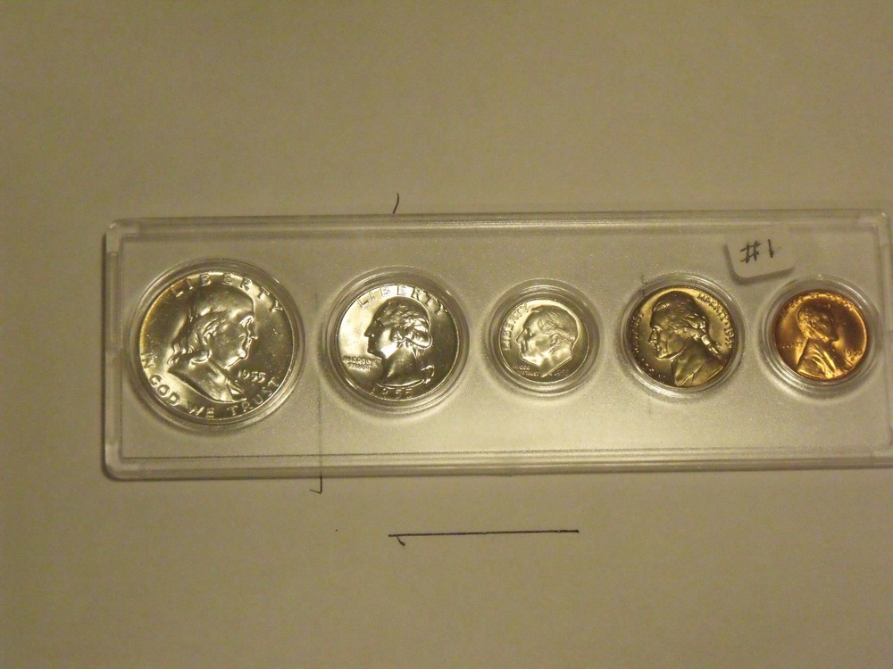 SILVER  1955 Mint/ Birth Year Set Brilliant Uncirculated w/Franklin half  #1