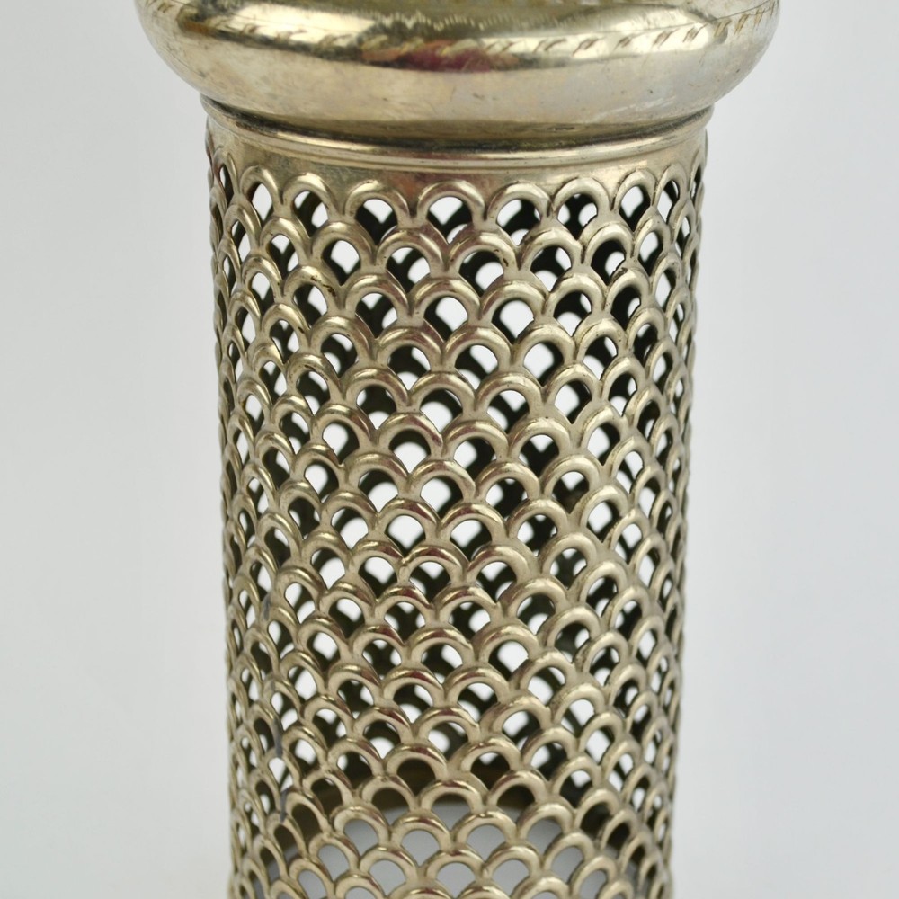 Silverplate Vintage Embossed Silver Candle Lantern MISSING BASE