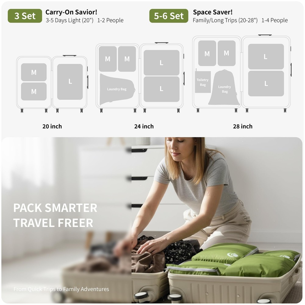 Cipway Compression Packing Cubes Set, Ultralight Expandable Travel Packing Or...
