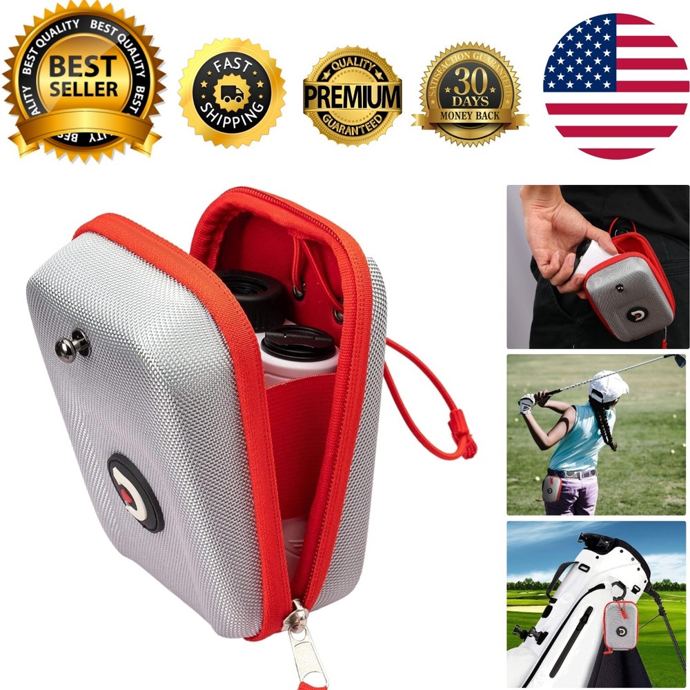 Compact Silver-Red Golf Rangefinder Case - Lightweight & Durable Protection