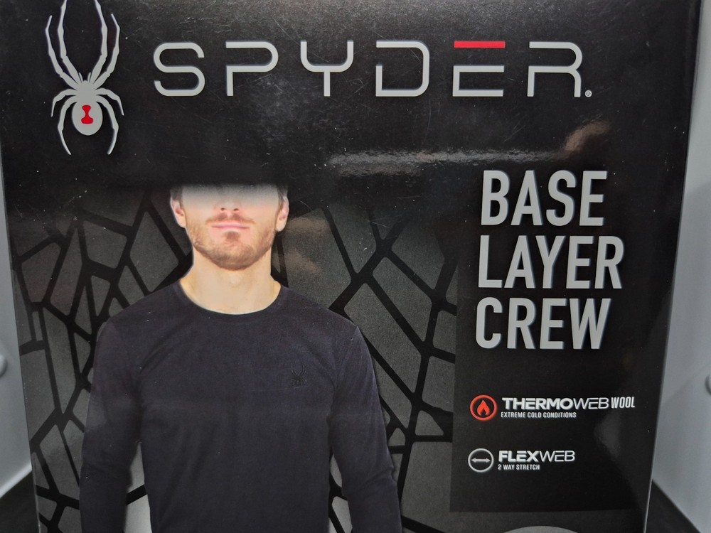 Spyder Mens Baselayer Thermo Web Wool Flex LS Cool Crew Top SZ Medium 38-40