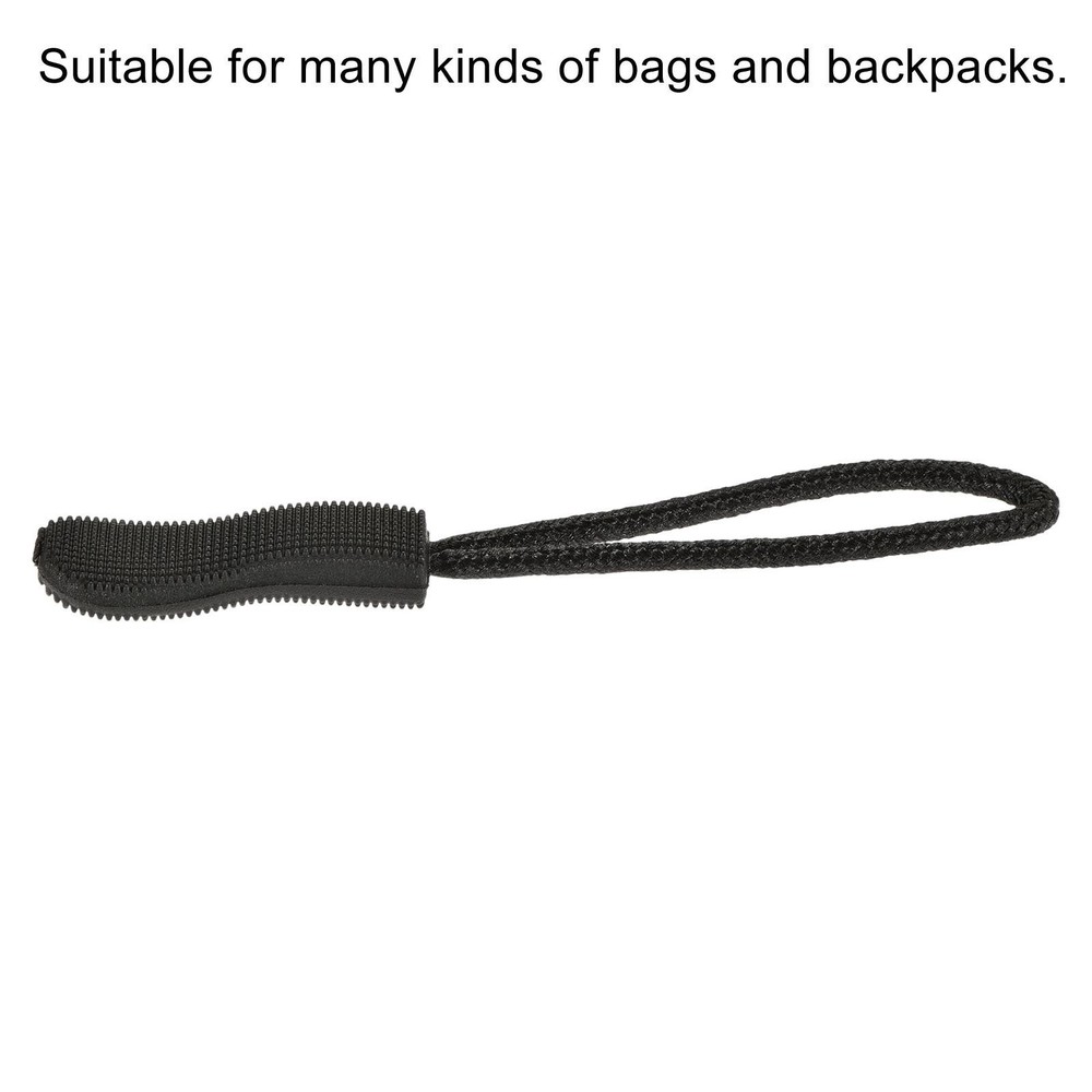 60pcs Zipper Pulls Pull Head Handle Replacement Tab Tag Cord Extender Black