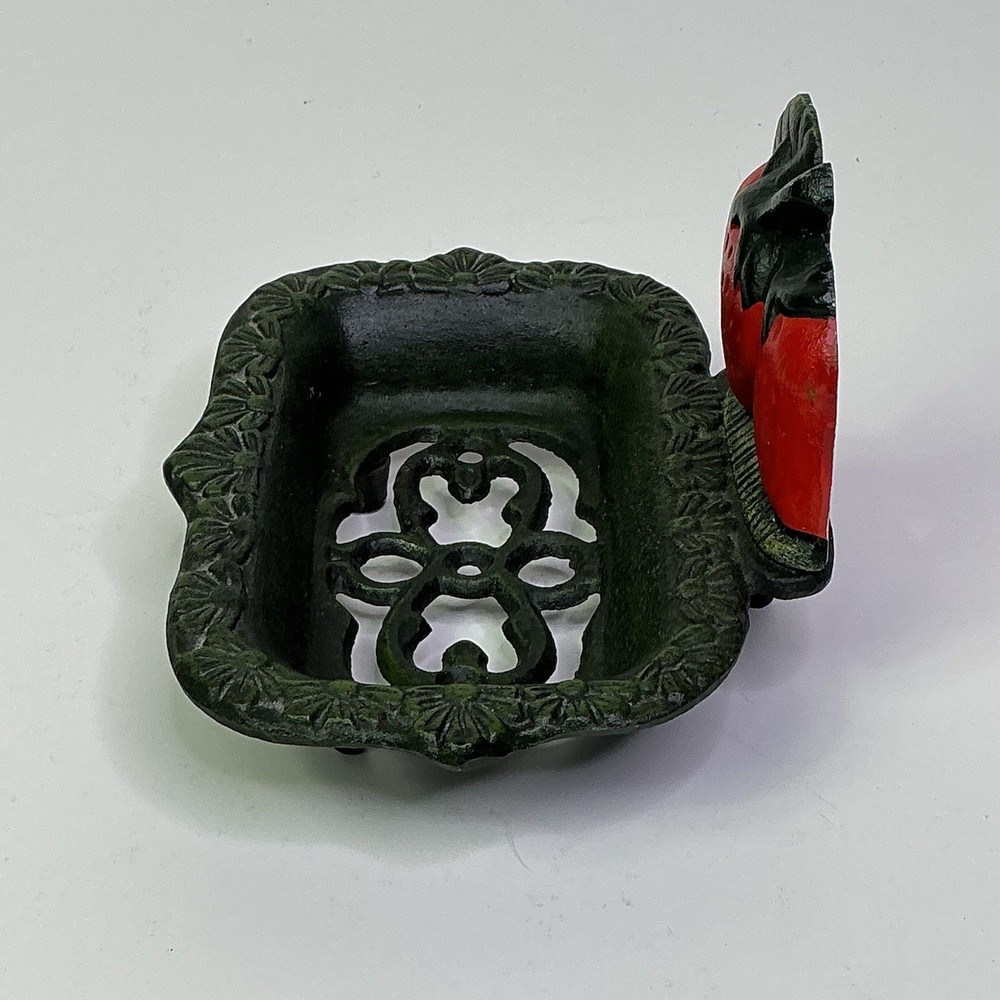 Heavy Cast Iron Painted Strawberry Soap Dish EUC
