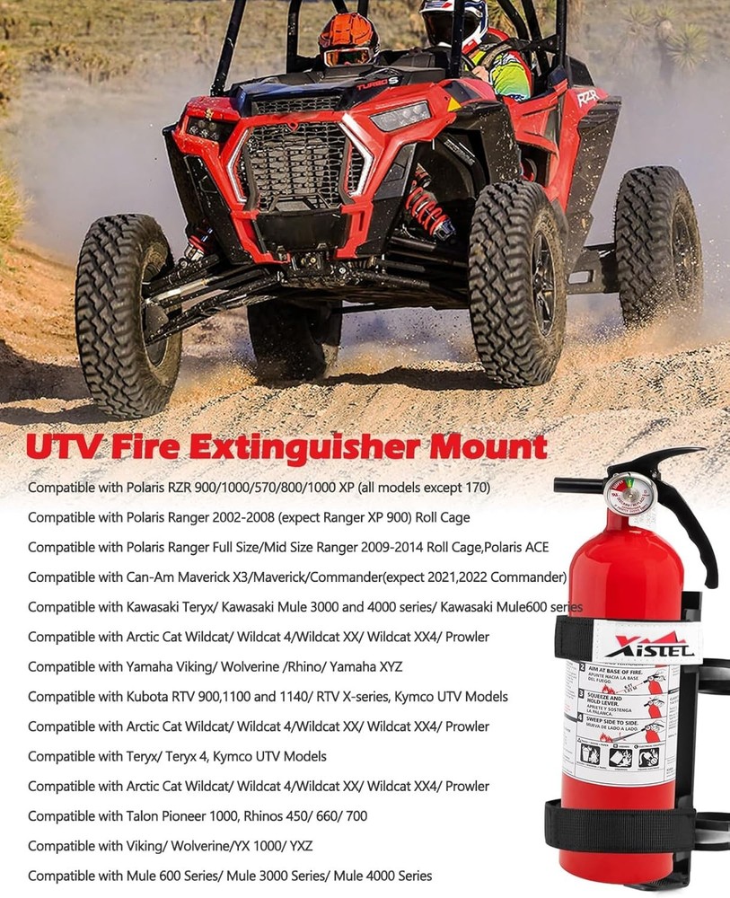 UTV Fire Extinguisher with Mount Kits- Quick Release Roll Bar Fire Extinguisher