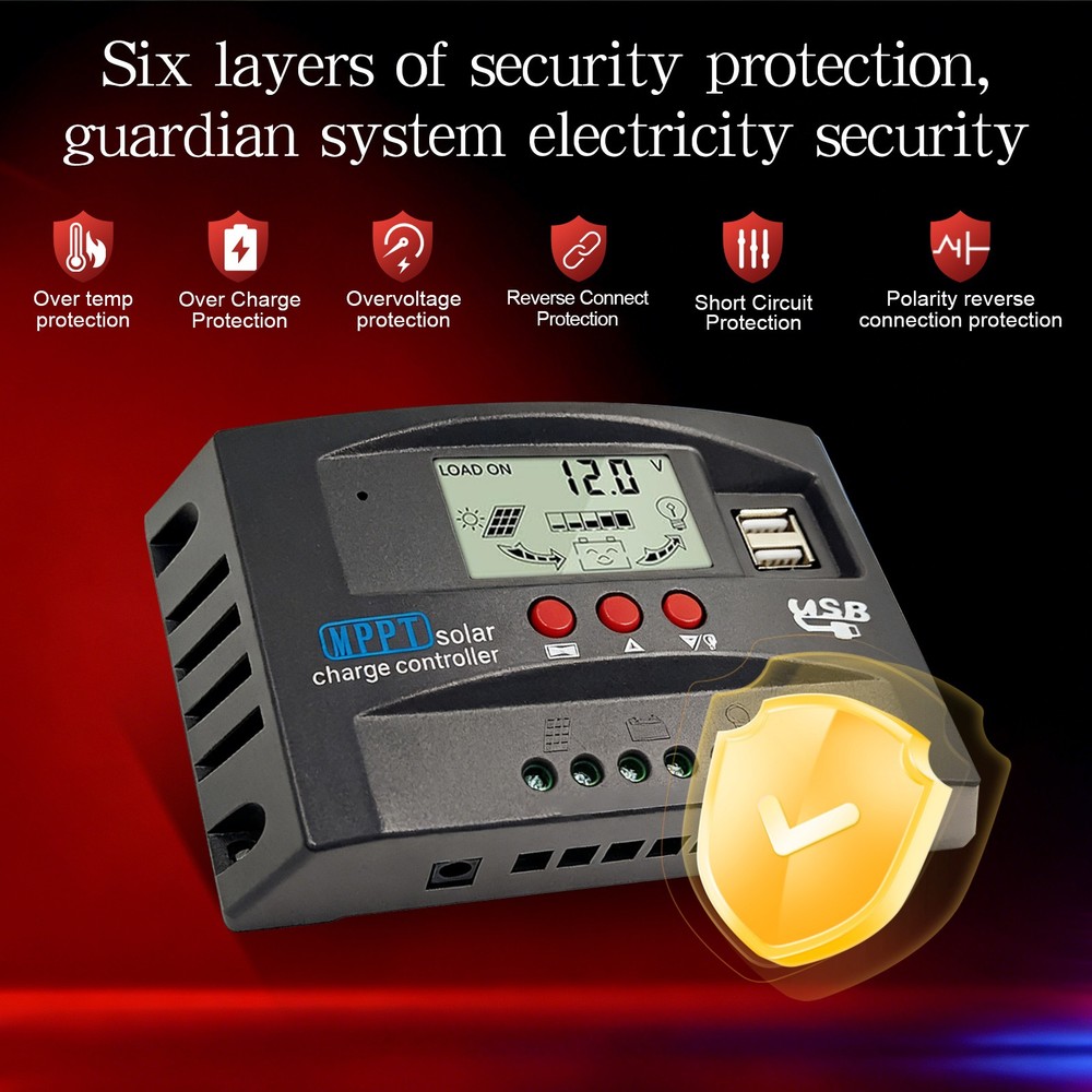 60/100A MPPT Solar Charge Controller 12V/24V Auto Tracking Solar Panel LCD NEW
