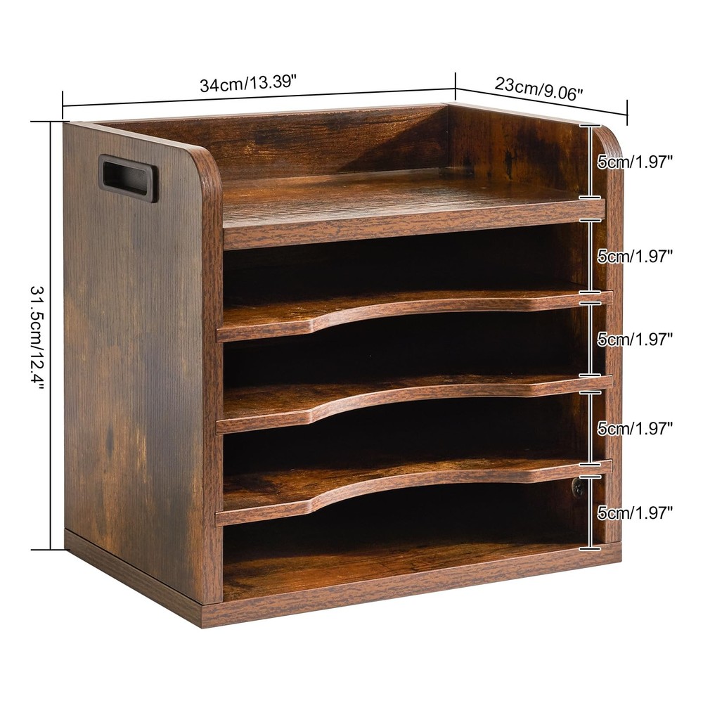 YMYNY Desktop File Organizer with Handle, 5-Tier Document & Mail Sorter