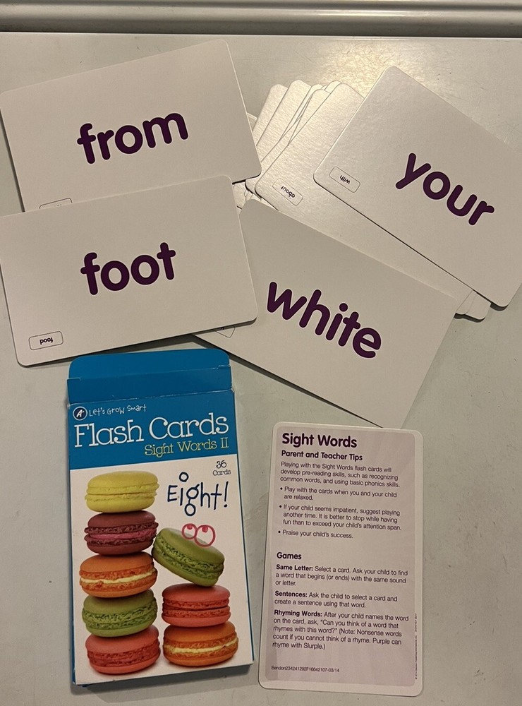 4 Sets Let’s Grow Smart Flash Cards 36 pack Addition Subtraction Slight Words