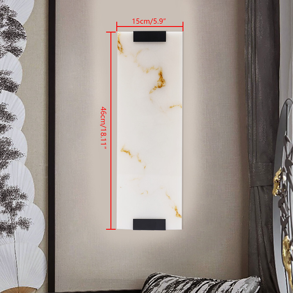 Wall Lamp Hand Carved Alabaster Rectangular Sconce Room Lighting Home Decor