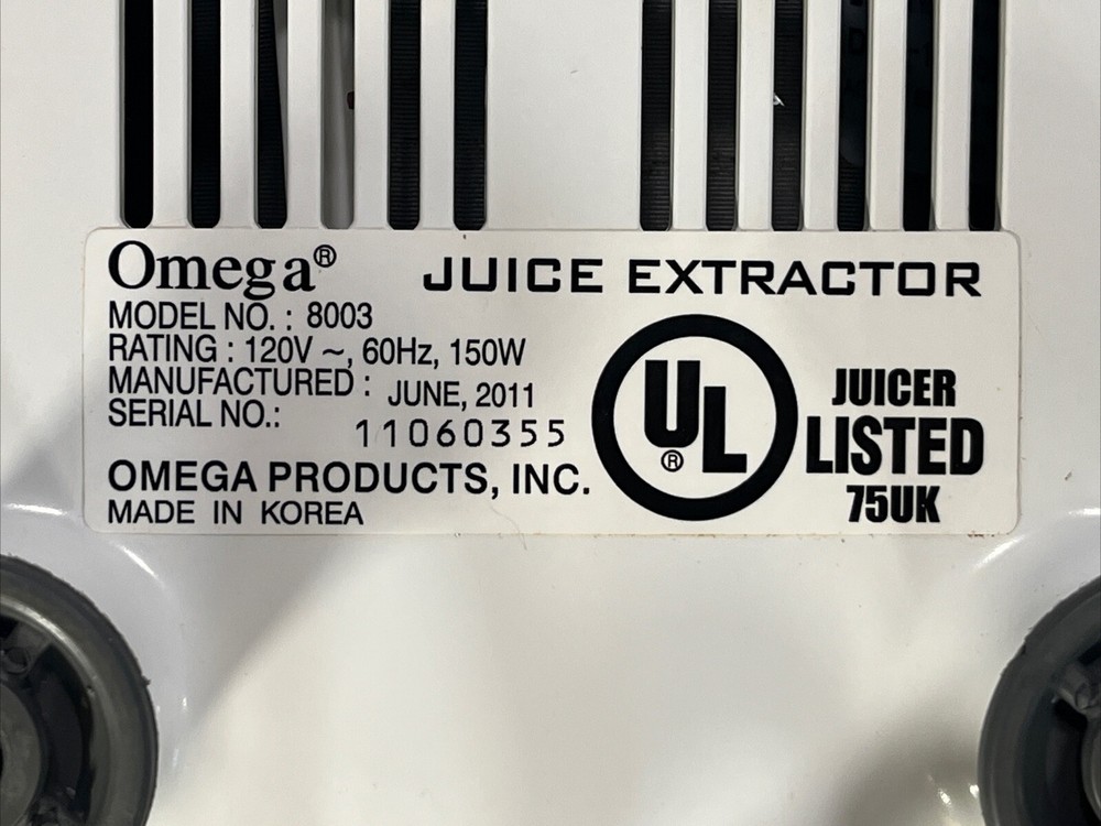 Omega Juicer 8003 Replacement Base Motor Unit Housing White Testing and Working