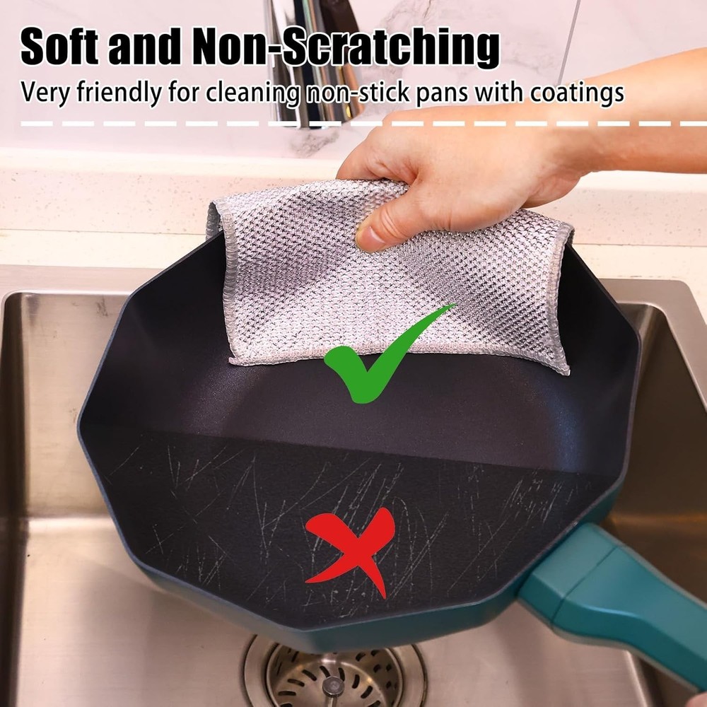 12 Pack Steel Wire Dishcloth Set - Triple-Layer, Non-Scratch, Long Lasting