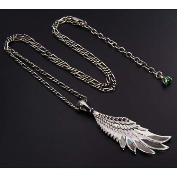 SAINTS Black Wing Shell Sterling Silver Necklace w/ Chain