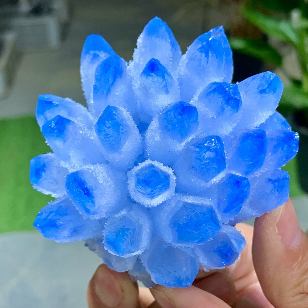 362G New Find BLUE PhantomQuartz Crystal Cluster MineralSpecimen