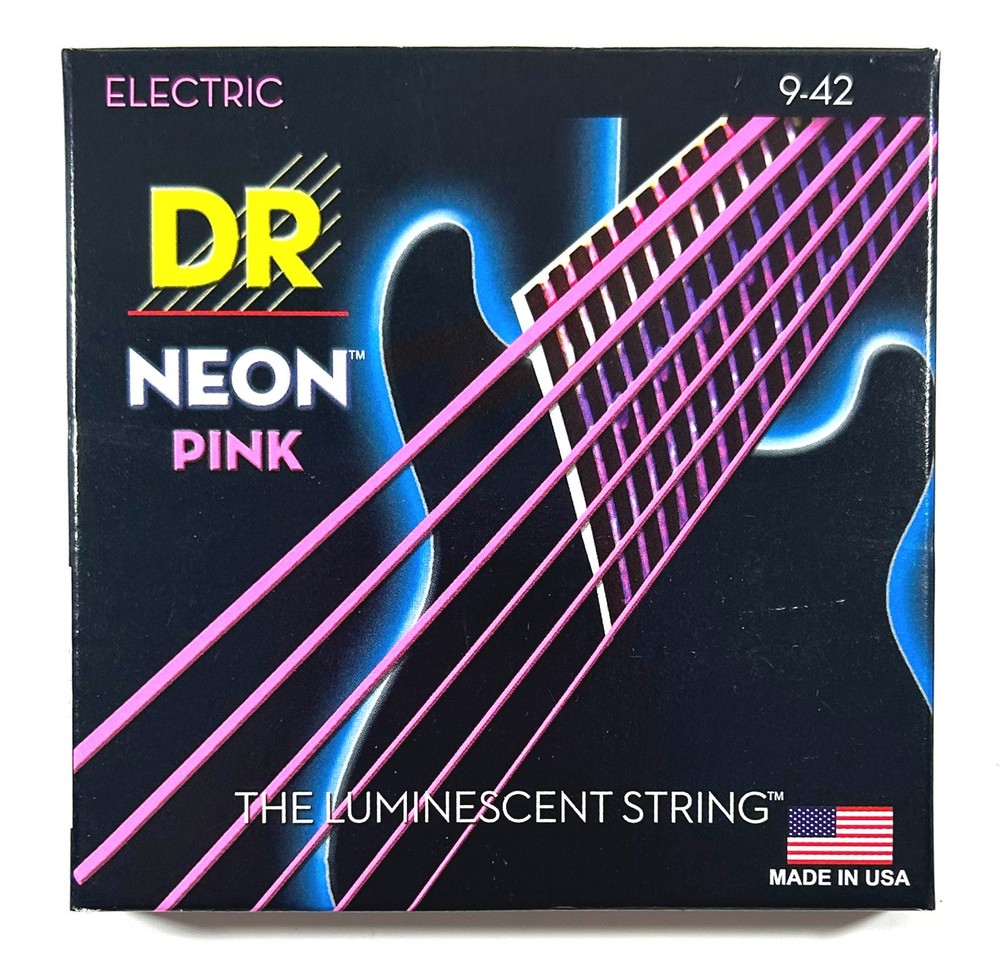 DR Strings Guitar Strings Electric Neon Pink 09-42 Light