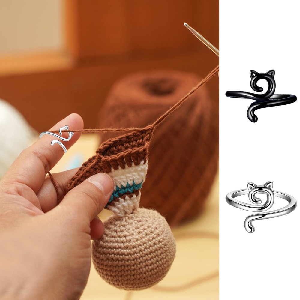 2pcs Yarn Guide Ring Thimble for Knitting and Crochet Adjustable Tension Ring