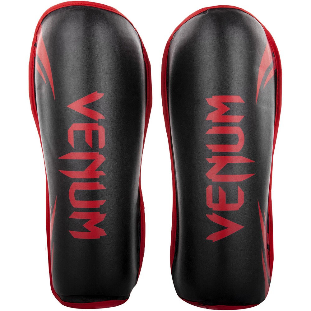 Venum Challenger Hook and Loop Shin Guards - Black/Red