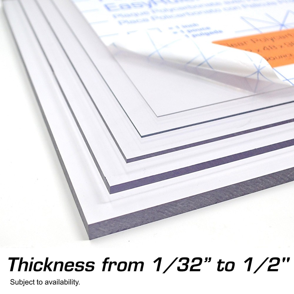 Polycarbonate Plastic Sheet 12" X 24" (1/16") 3 Pack with EasyRuler Film