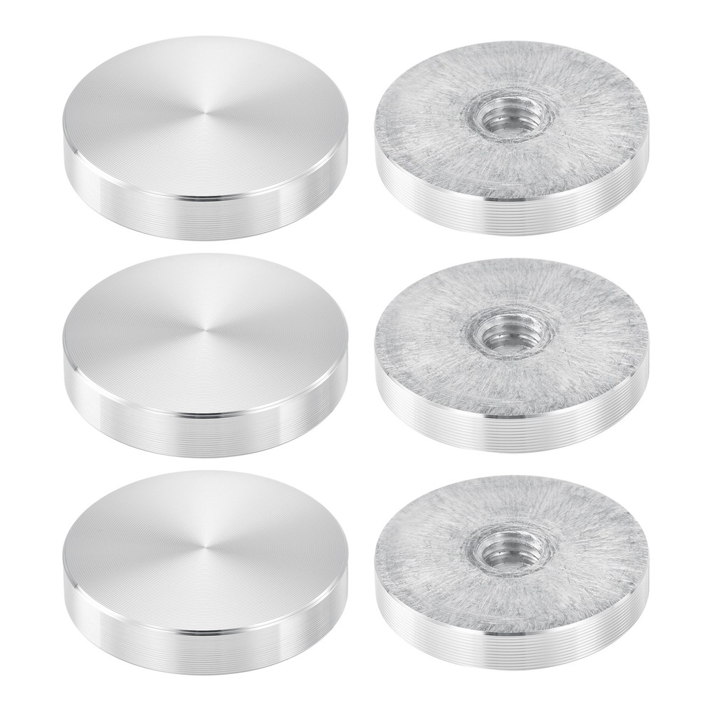 M10 Thread 40mm Diameter Round Shape Aluminum Disc Hardware 6pcs, Silver
