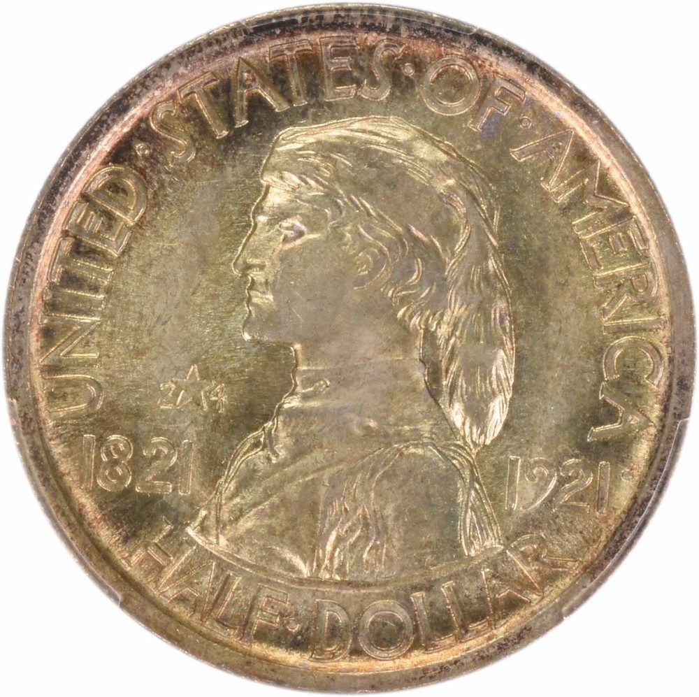 Missouri 2x4 Commemorative Silver Half Dollar 1921 MS65 PCGS