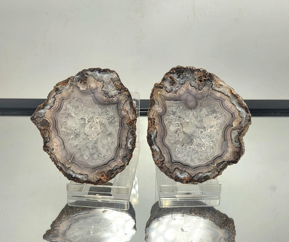 Mexican Agate Crystal Pair Banded Polished (#8)