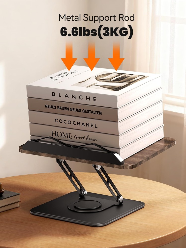 Book Stand 360 Rotating Black Adjustable Foldable Recipe Holder Page Clips