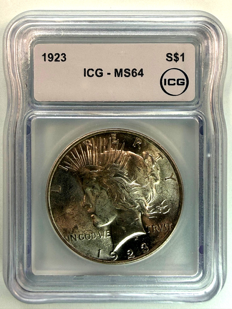 1923 Silver Peace Dollar ICG Graded MS 64