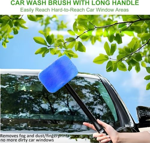 Car Windshield Cleaner Tool with Extendable Handle, Inside Auto Window Blue