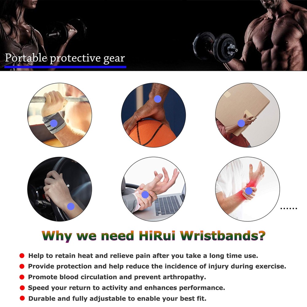 HiRui 2 Pack Wrist Compression Strap and 2 Count (Pack of 1), Black
