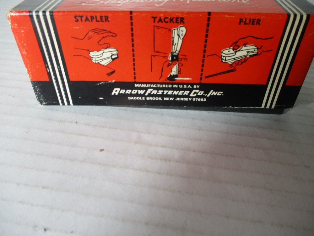 Vintage Arrow Chrome No. 105 Stapler STAPLING MACHINE ORIGINAL BOX INSTRUCTIONS