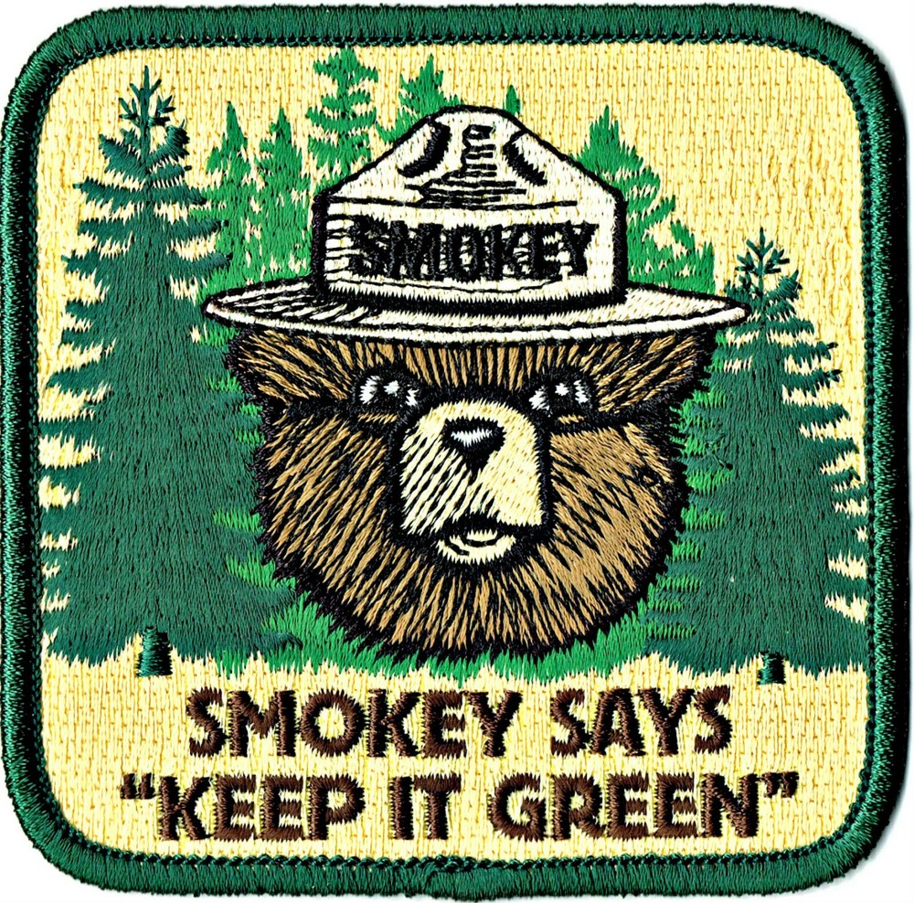 ⫸ The Real OFFICIAL SMOKEY BEAR 'KEEP IT GREEN' Embroidered Bright Patch - NEW