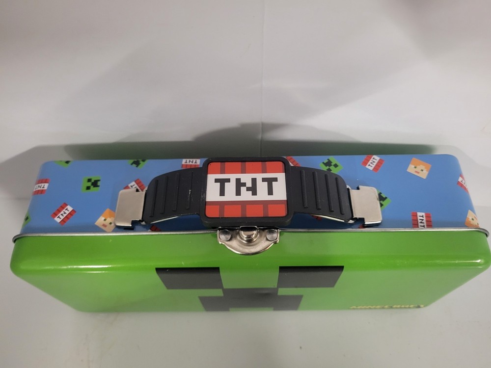 Minecraft Green Tin Tool Box Handle Latch/Hinge Pencil Box Storage