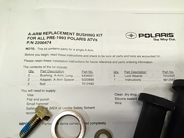 A-Arm Bushing Kit - 2000 Polaris NOS