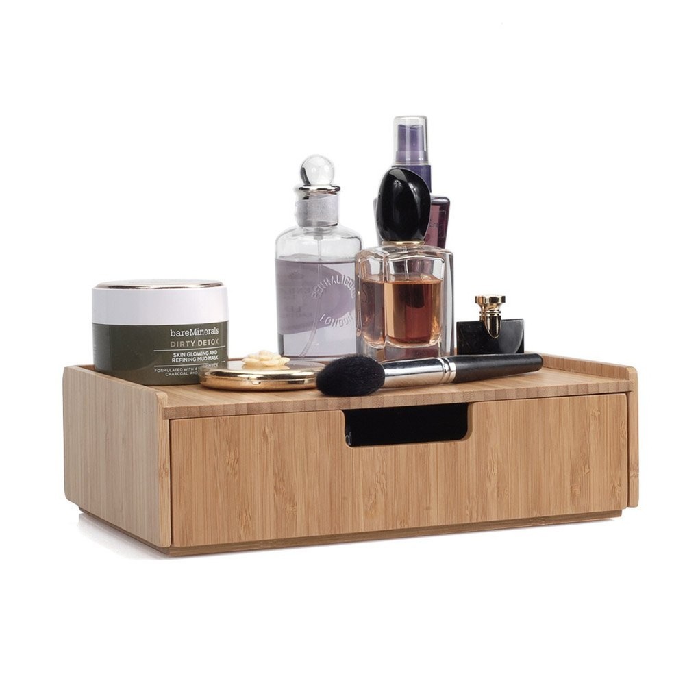 MobileVision Bamboo Makeup Drawer Organizer, Cosmetics Storage Box, Break Res...