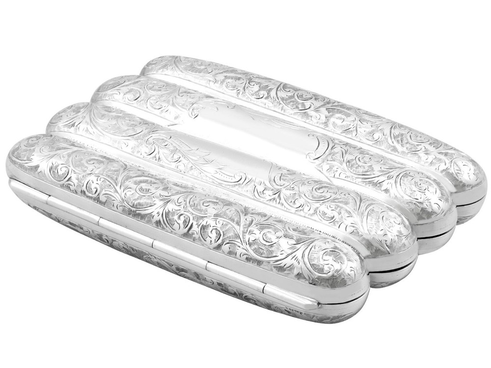 Antique Antique Sterling Silver Cigar / Cheroot Case
