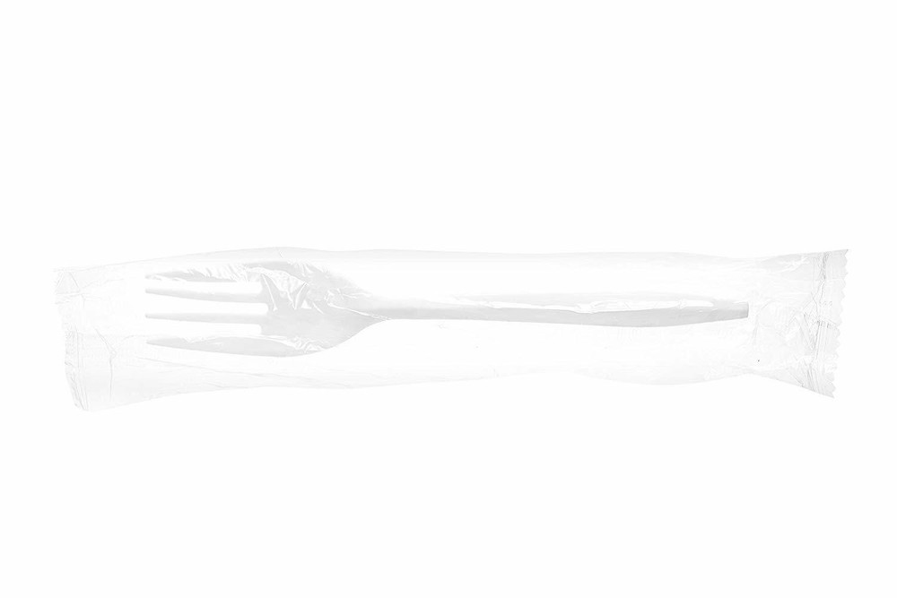 1000 Pack - Disposable Heavy Weight Individually Poly Wrapped White Fork