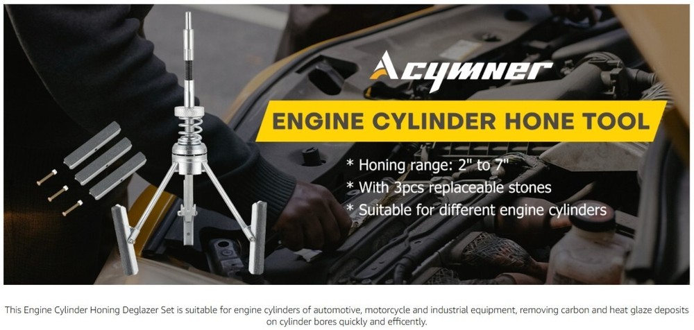 Engine Cylinder Hone Tool | 2" to 7" Diameter Adjustable Deglazer with Extra 3
