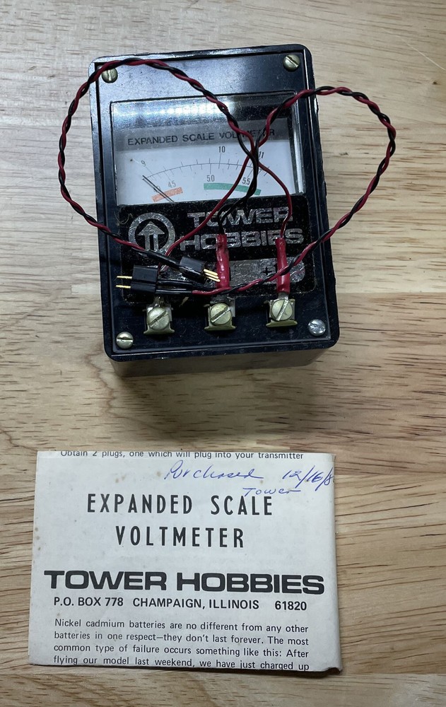 Tower Hobbies R/C 4.8V Receiver & 9.6V Transmitter ESV Expanded Scale Voltmeter