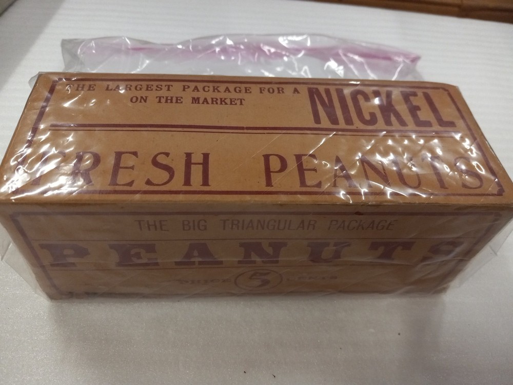 Vintage Triangular Cardboard 5 Cent Peanut Container Augusta Grocery Georgia