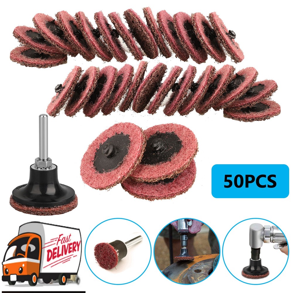 50Pc 2" Medium Surface Conditioning Discs Roll Lock Sanding Pads for Die Grinder