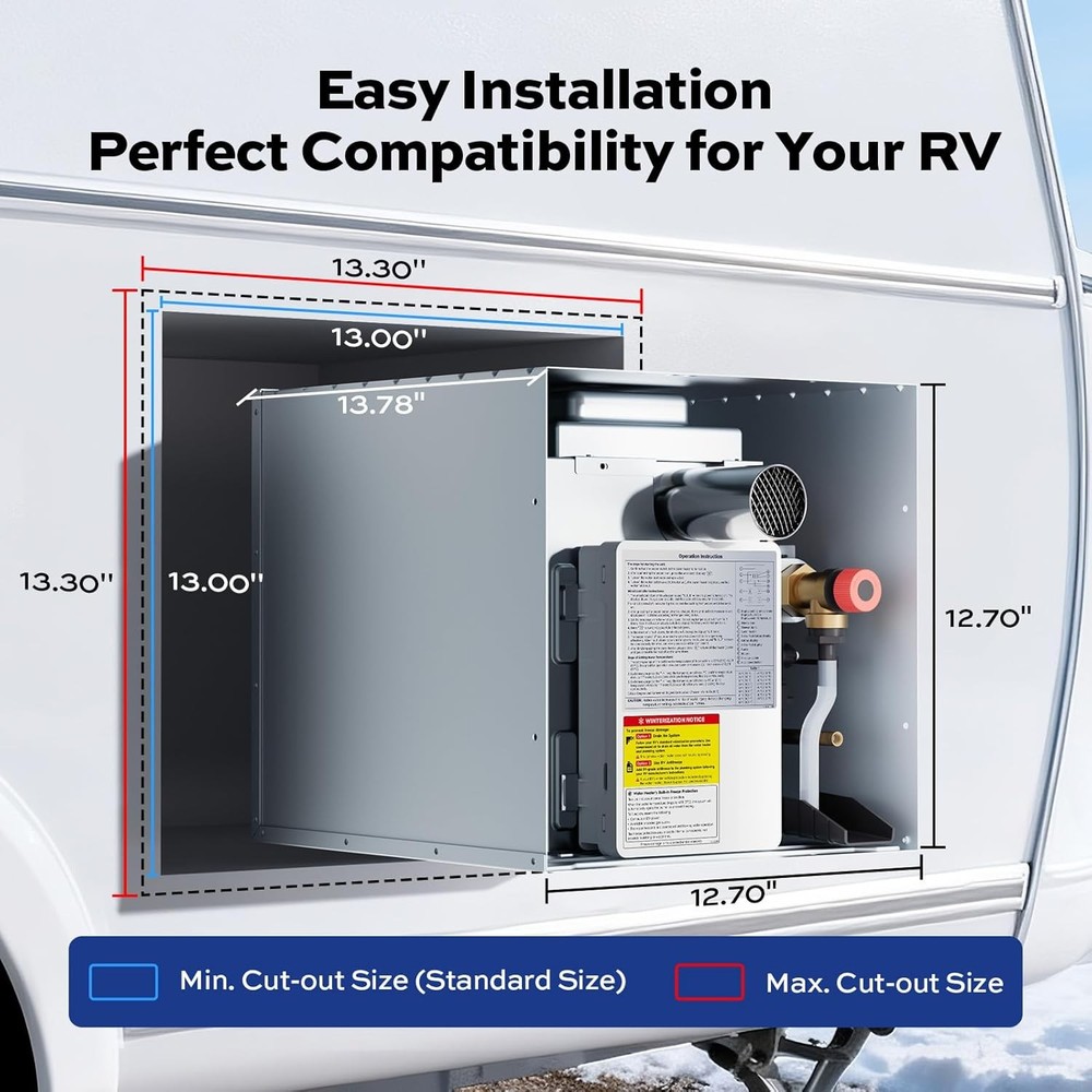 60,000 BTU RV Tankless Water Heater without Door Max.3.5 GPM Propane Gas DC 12V