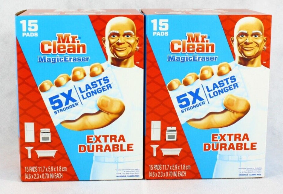 2 Packs Mr. Clean Magic Eraser Extra Durable Scrubbers 15 Ct Each 30 Ct Total