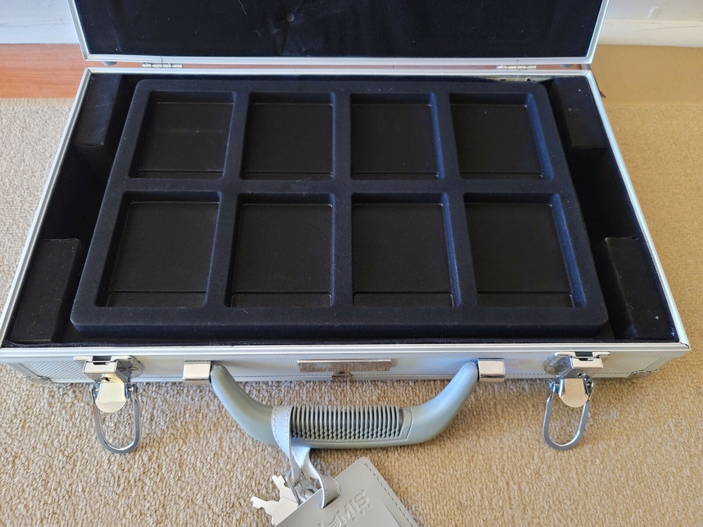 Lockable Hard Shell Organizer Briefcase w/ 3 Fitted Trays & Key