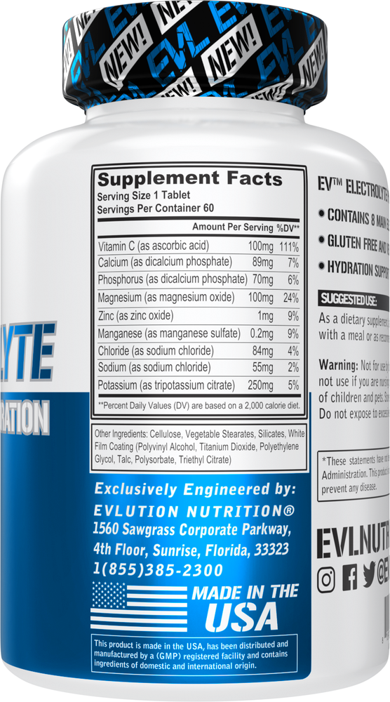 Evlution Nutrition Electrolyte Volumizing Hydration Tablets - 60 Servings
