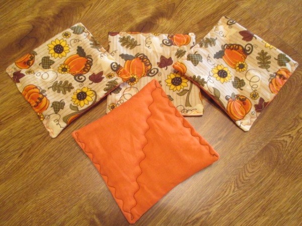 Sunflower & Pumpkin Patch Print Handmade Quilted Coffee Cup, Beverage Coasters