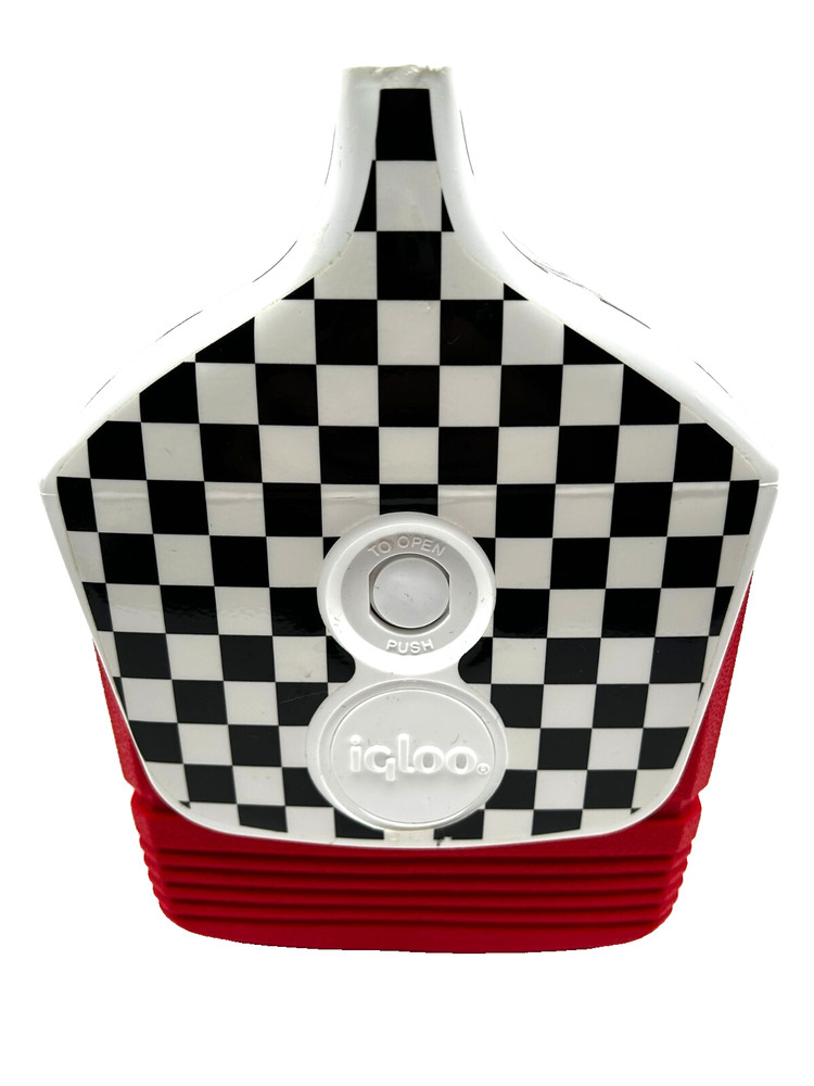 Igloo Black and White Checkered Red Cooler Side Button