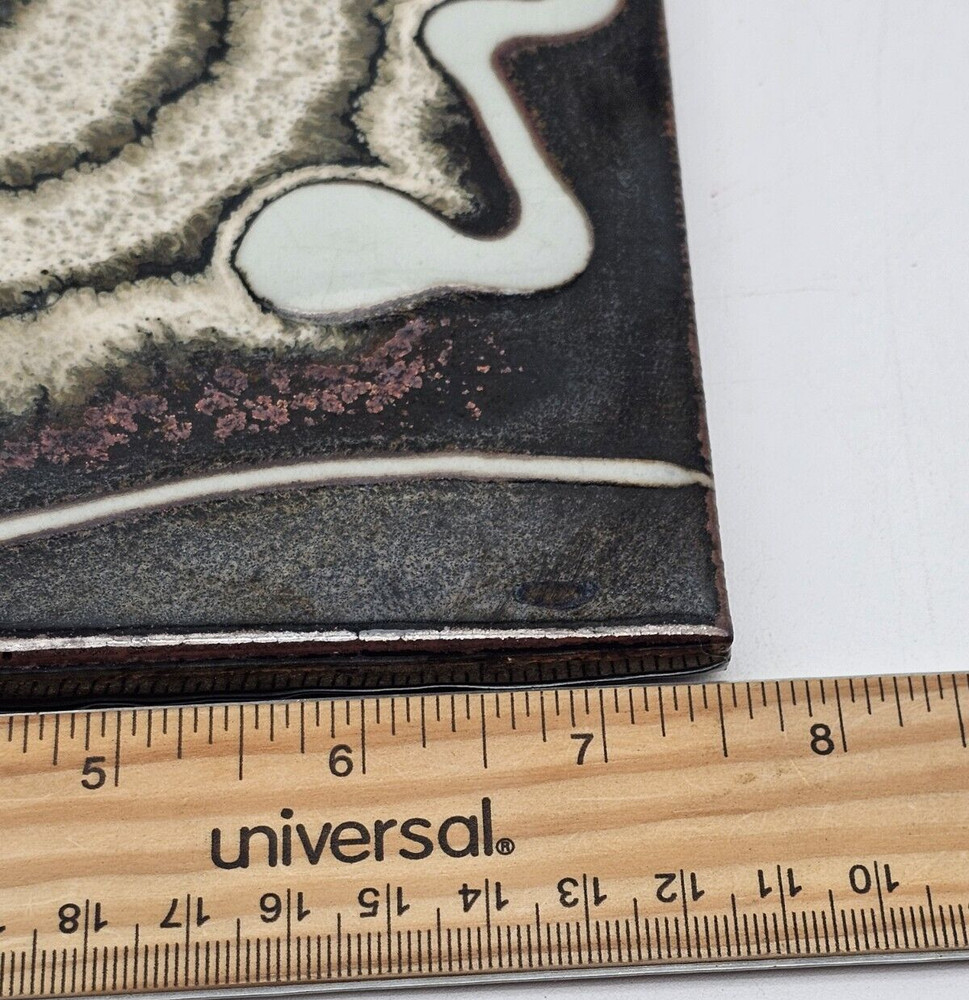 MCM Handpainted Ceramic Tile Spiral Abstract Design