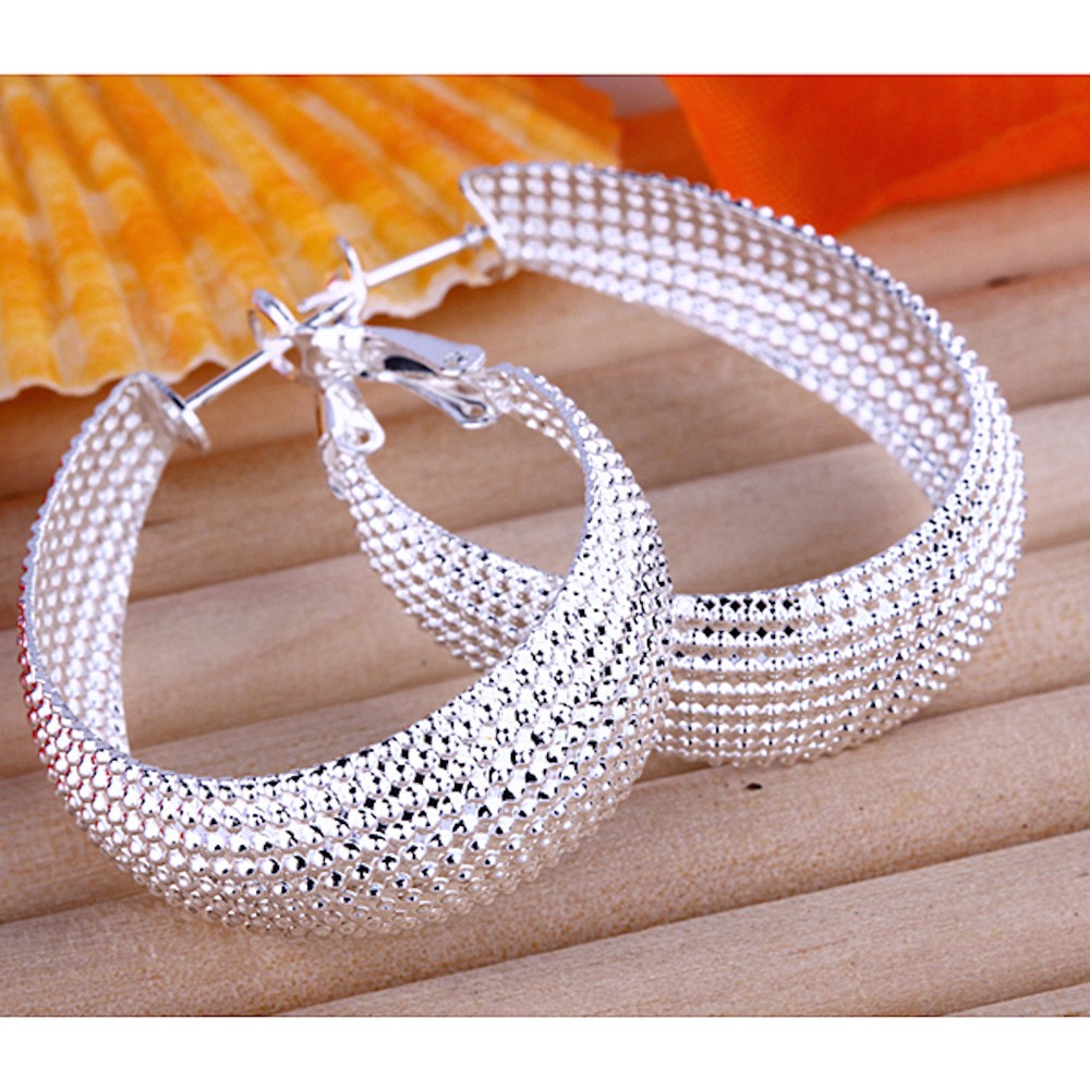 925 Sterling Silver Hoop Pierced Earrings L7