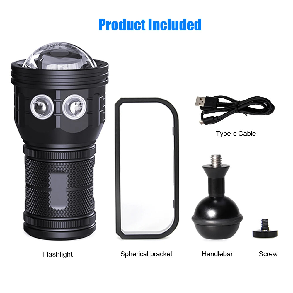 Red/Blue/White/UV Light Diving Flashlight Underwater Lighting LED Diving Torch