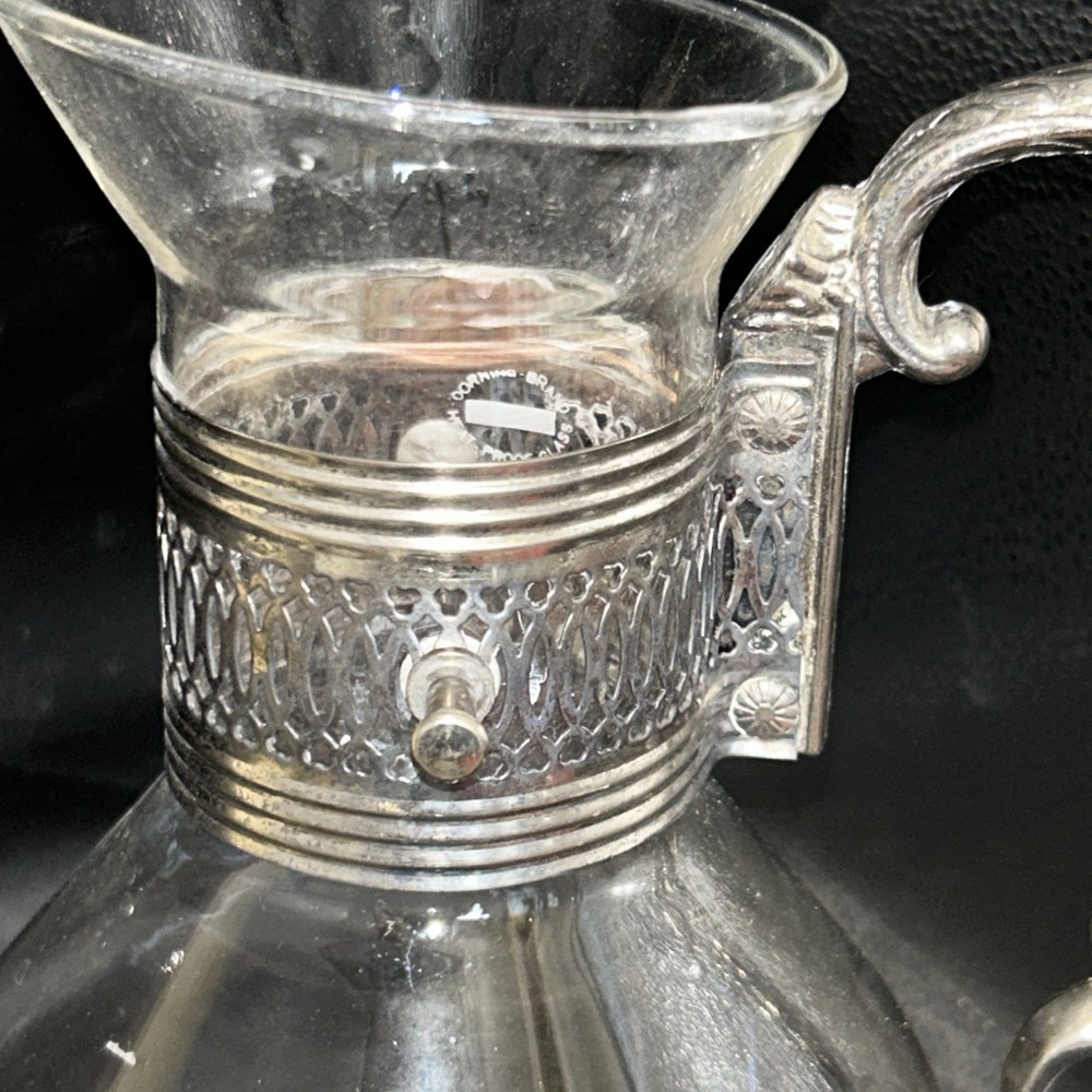 Vintage 9” Silverplate Glass Pitcher