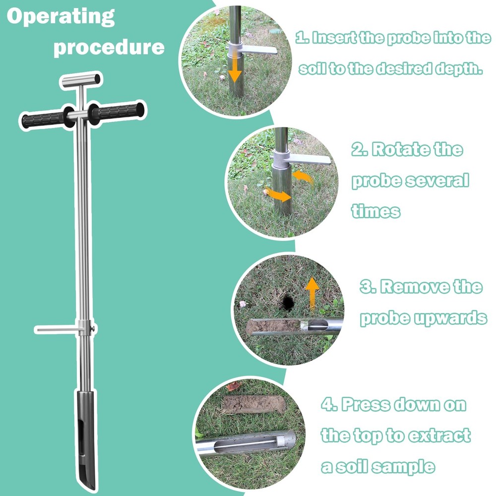 42 in Soil Sampler Probe,Stainless Steel Soil Sampler Probe,with Ejector Foot...