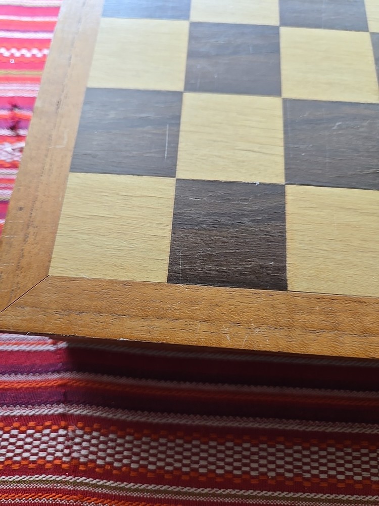 Vintage Glazed Ceramic Duncan Complete Chess Set With Board